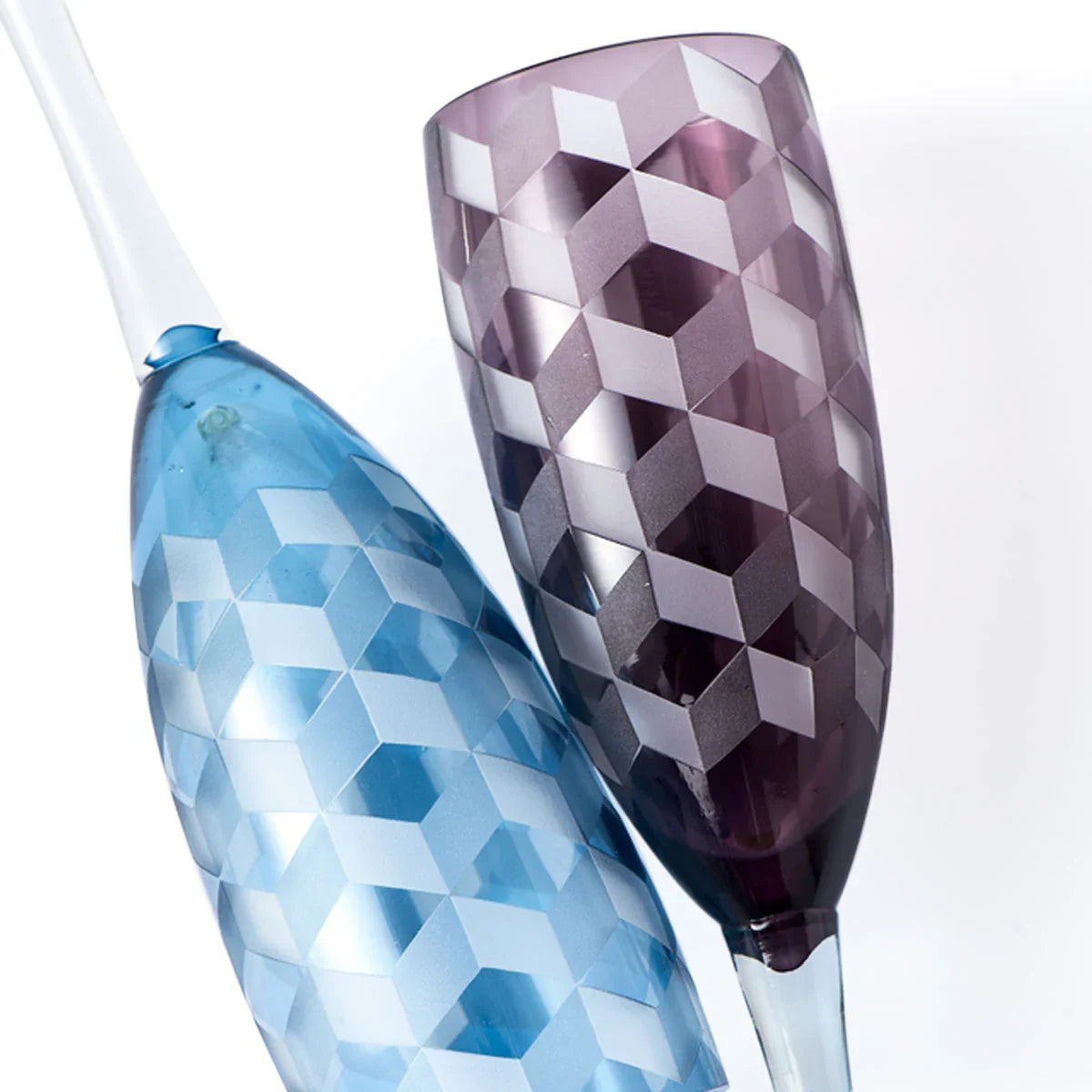 Blocks Multicoloured Champagne Glasses Set of 6 - Polspotten