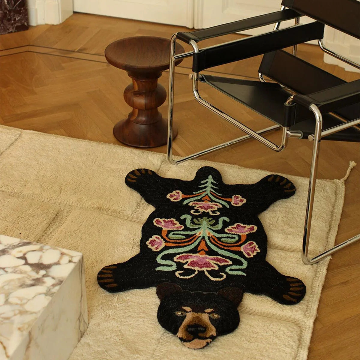 Blooming Black Bear Rug - Doing Goods