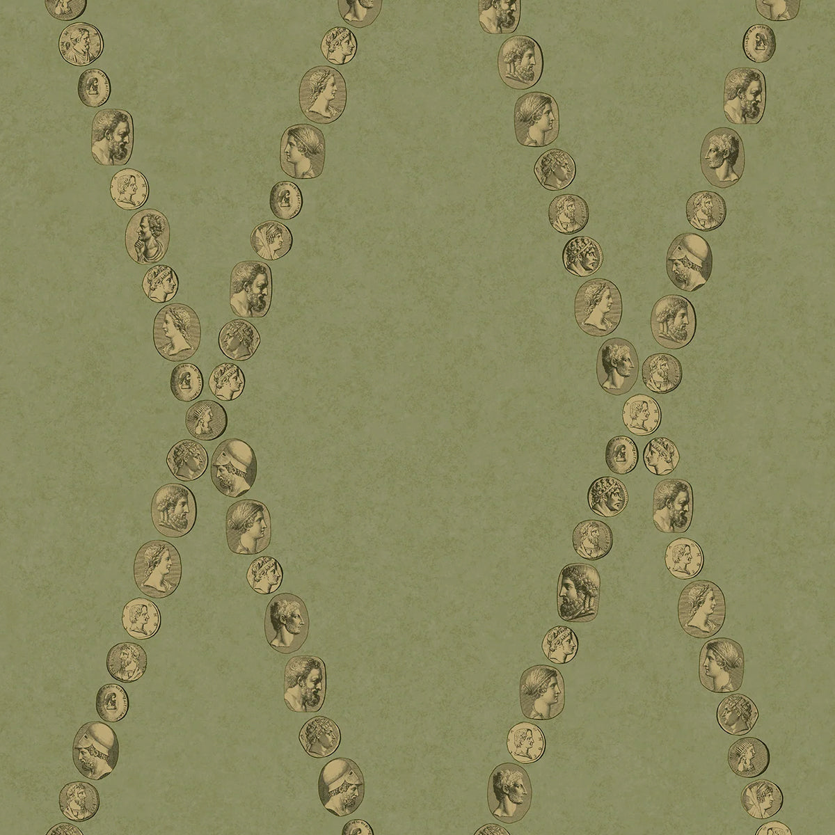 Cole &amp; Son &#39;Cammei - Antique Gold on Olive&#39; Wallpaper