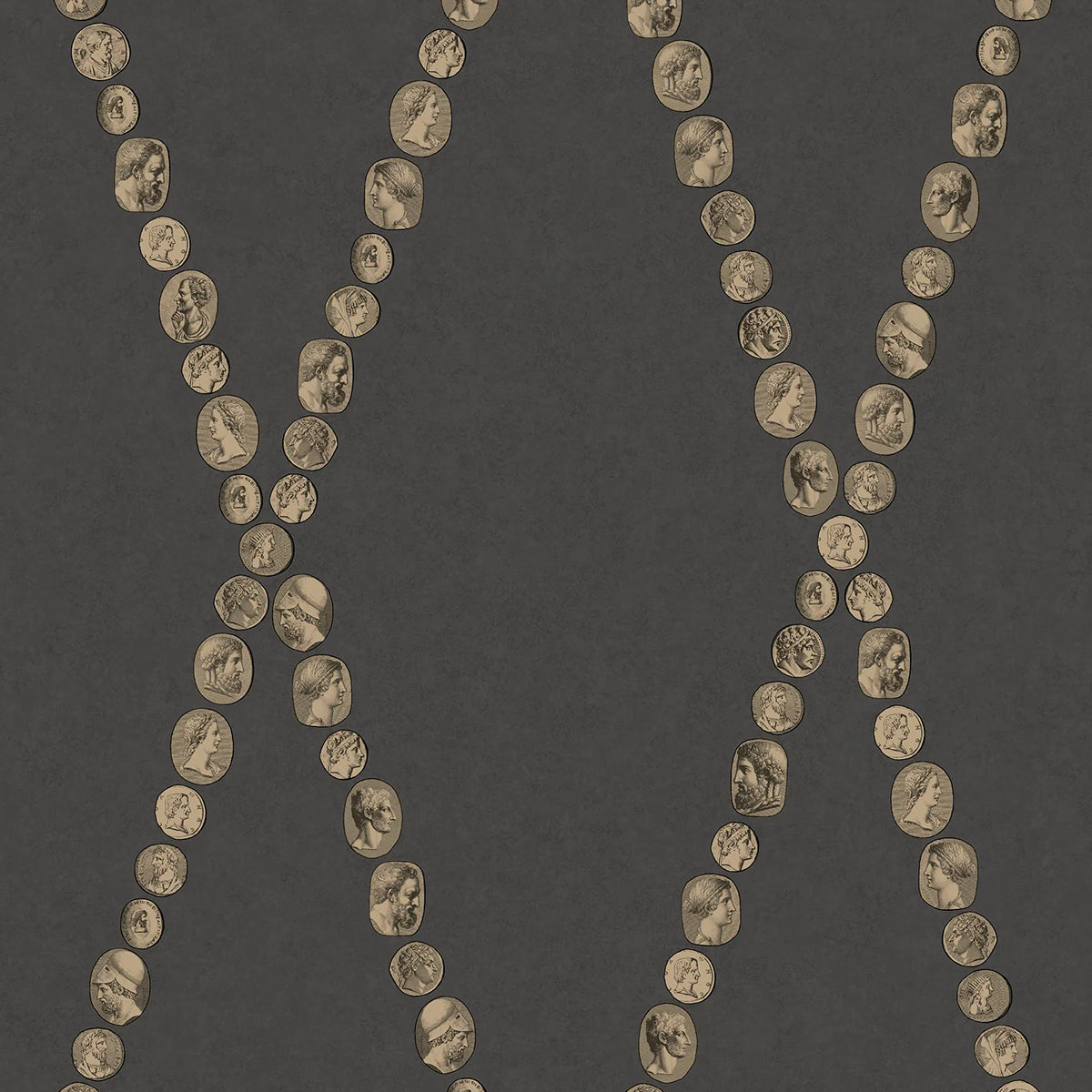 Cole &amp; Son &#39;Cammei - Gold on Charcoal&#39; Wallpaper