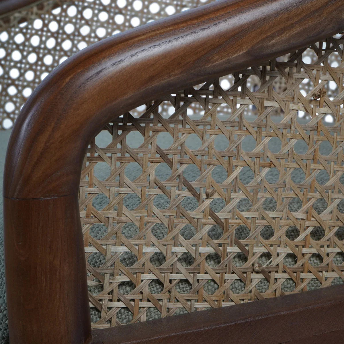 Carmel Oak Armchair With Cane and Upholstery - Courthouse Furniture