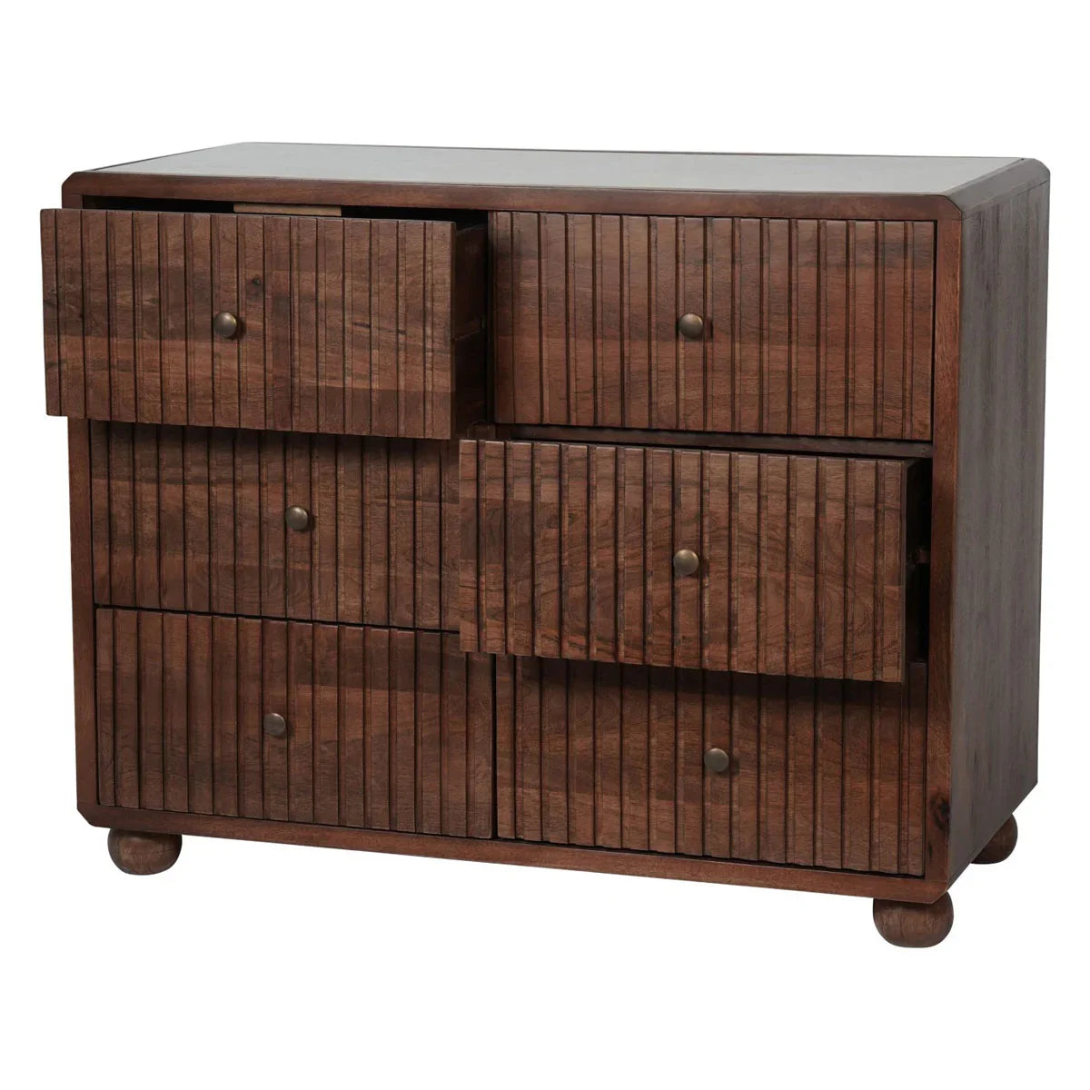 Carmel Wooden 6 Drawer Chest with Marble Top - Courthouse Furniture