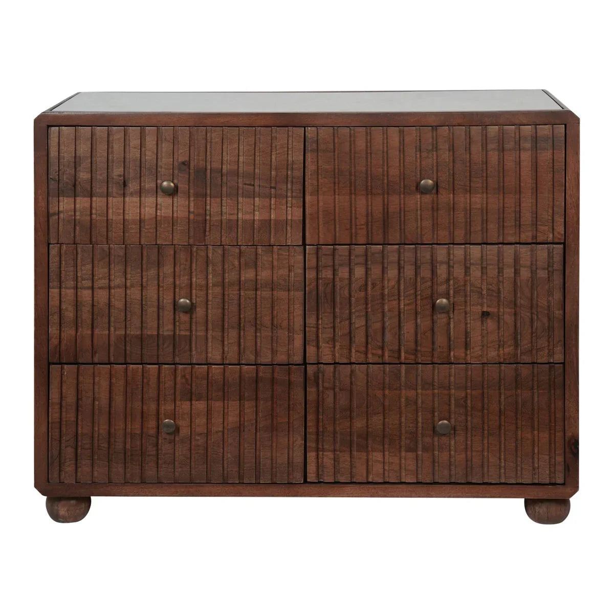 Carmel Wooden 6 Drawer Chest with Marble Top - Courthouse Furniture