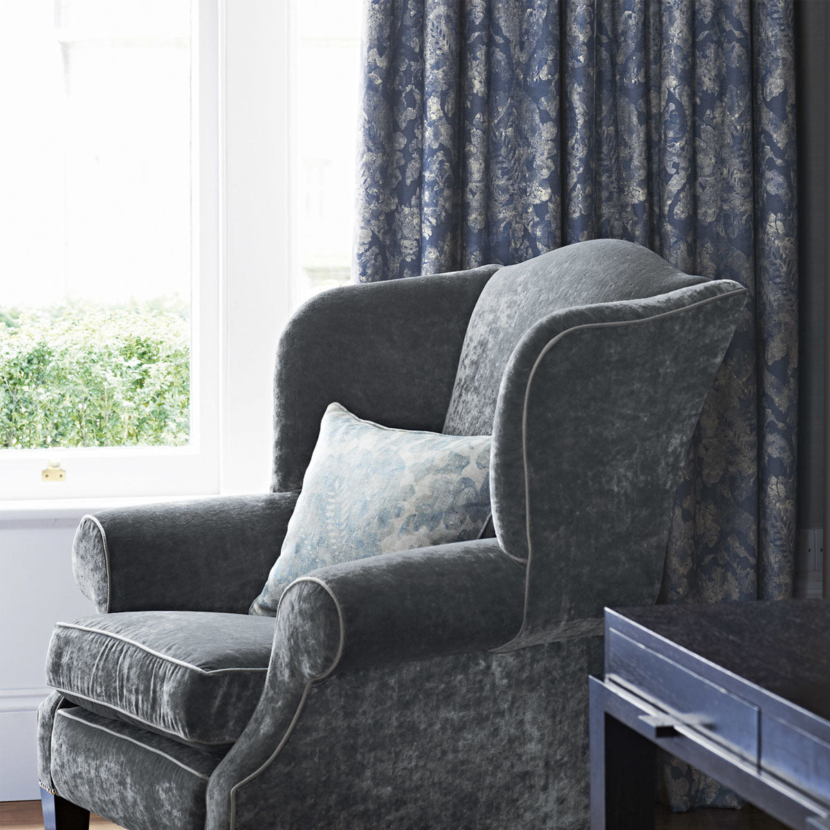 Carrera Indigo Fabric - Zoffany