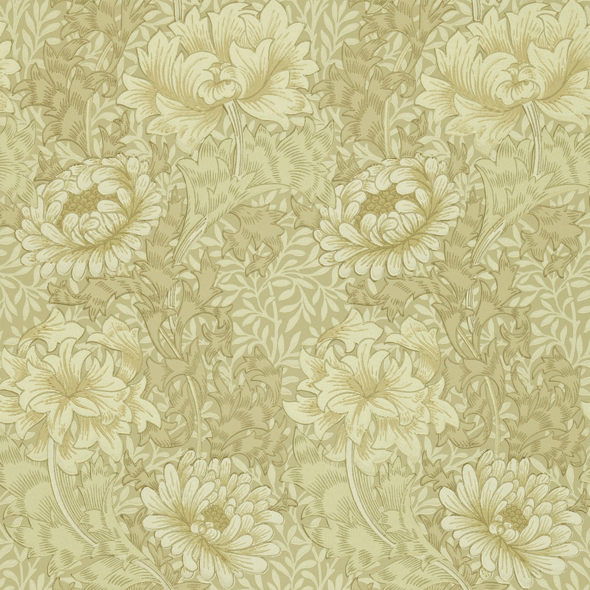 Morris &amp; Co &#39;Chrysanthemum - Ivory/Canvas&#39; Wallpaper
