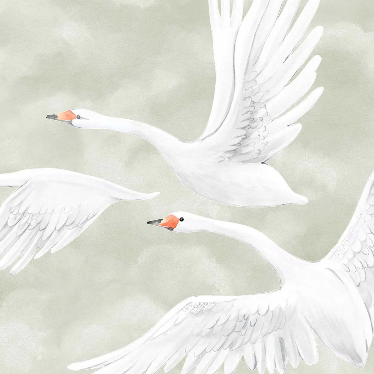 Clouds Swans Mural Wallpaper - Borastapeter
