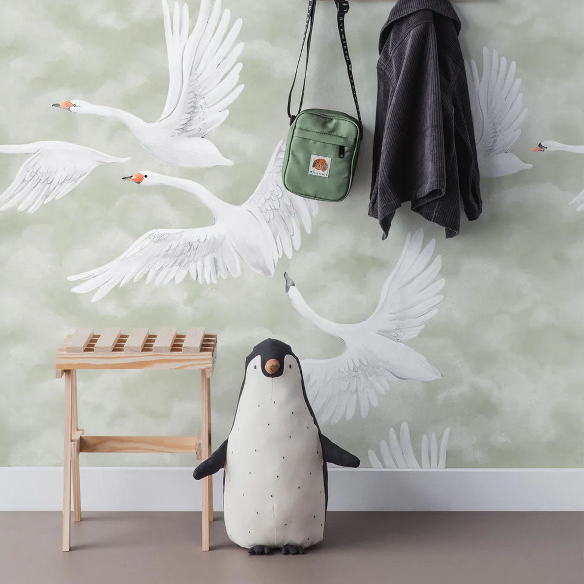 Clouds Swans Mural Wallpaper - Borastapeter