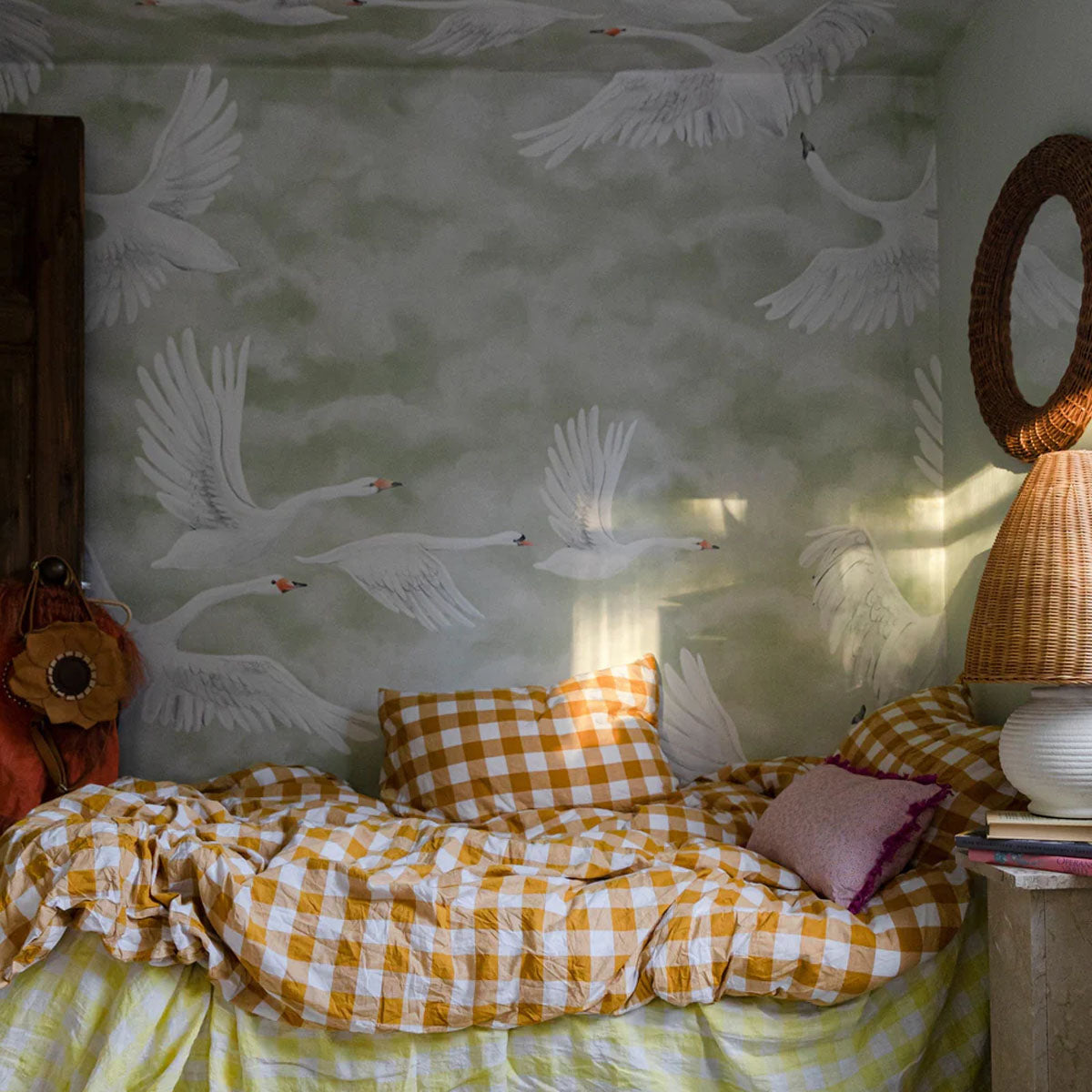 Clouds Swans Mural Wallpaper - Borastapeter