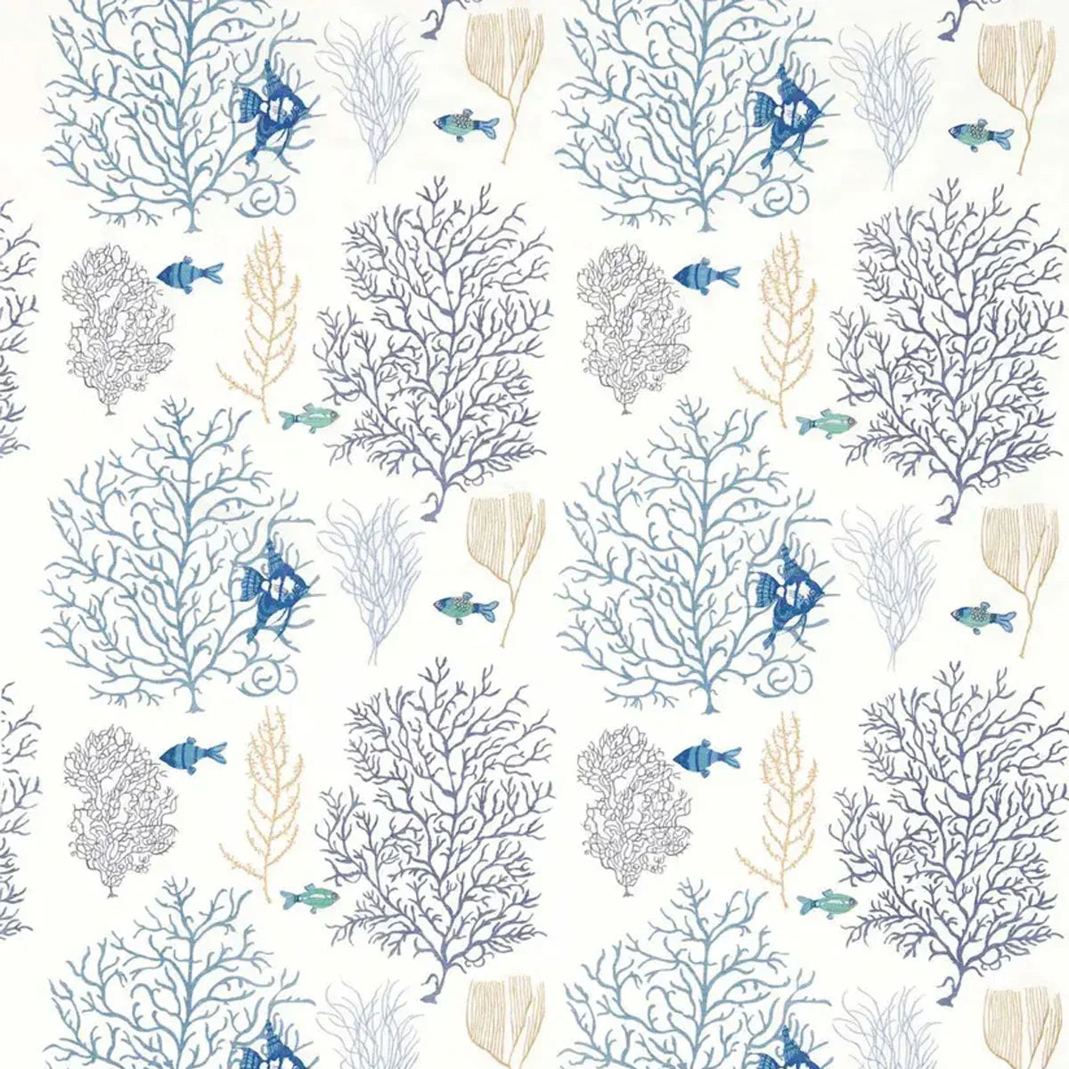 Coral & Fish Embroidery Fabric - Sanderson