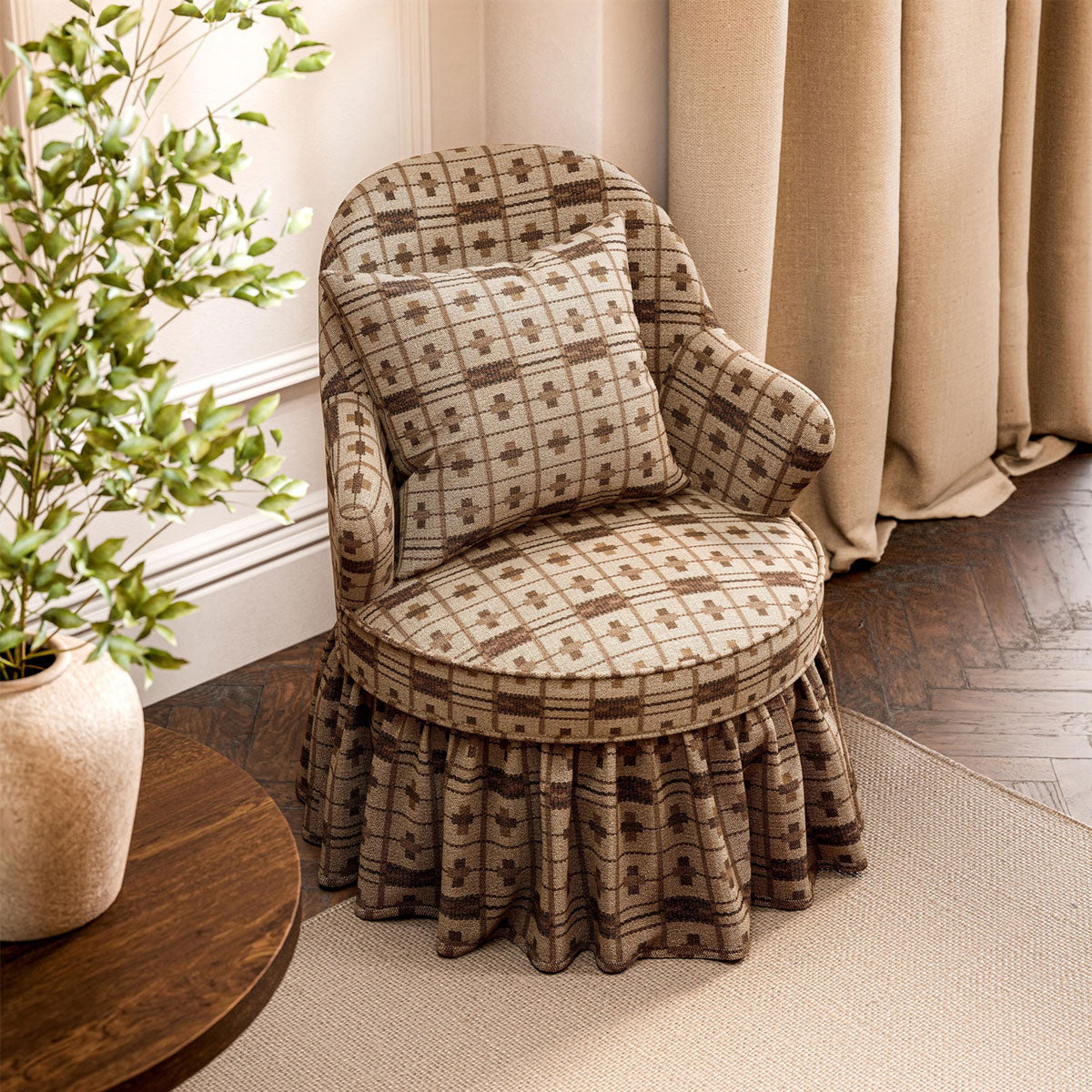 Sanderson Cotswold Check fabric – Linen/Muntjac (5)