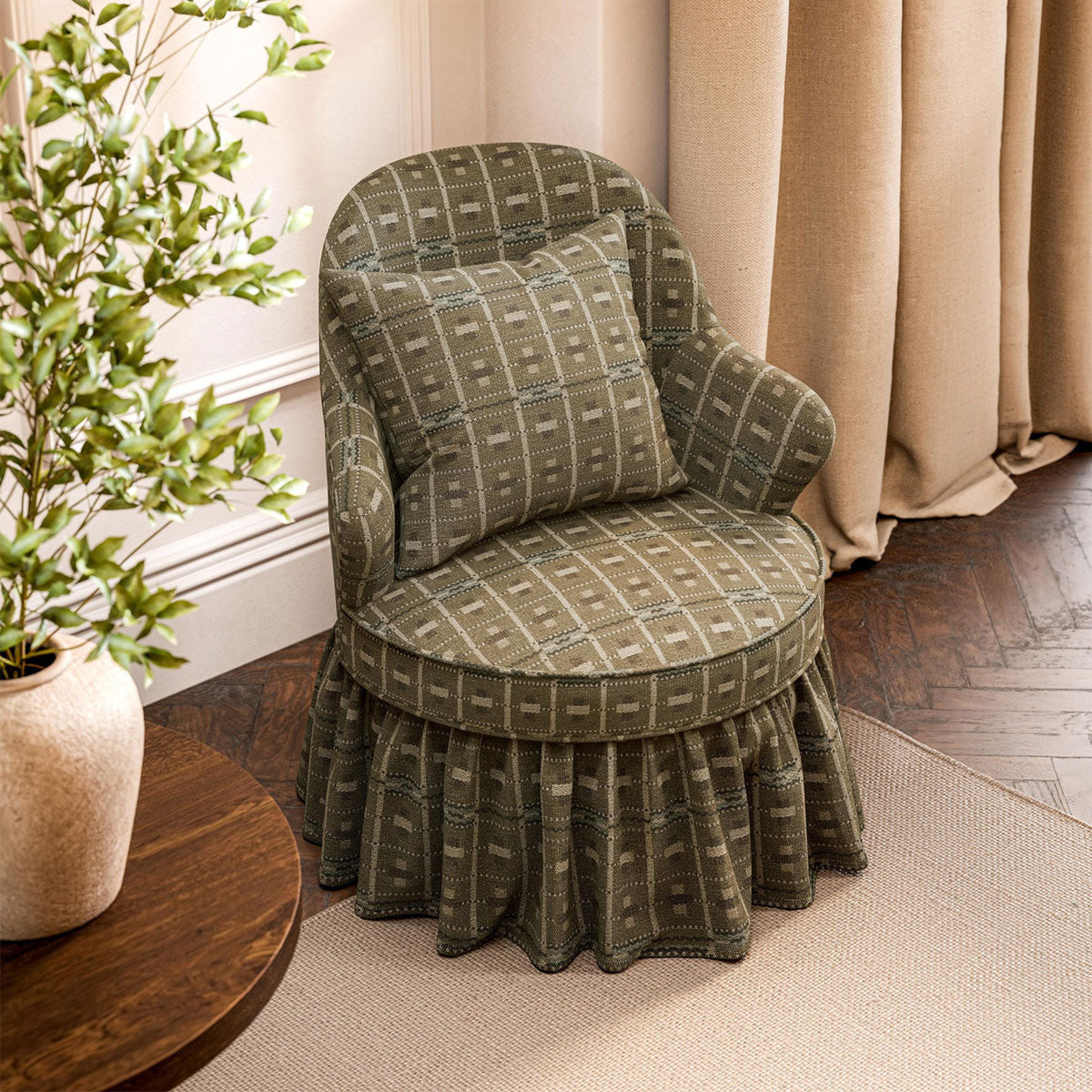 Sanderson Cotswold Check fabric – Moss/Mineral (2)