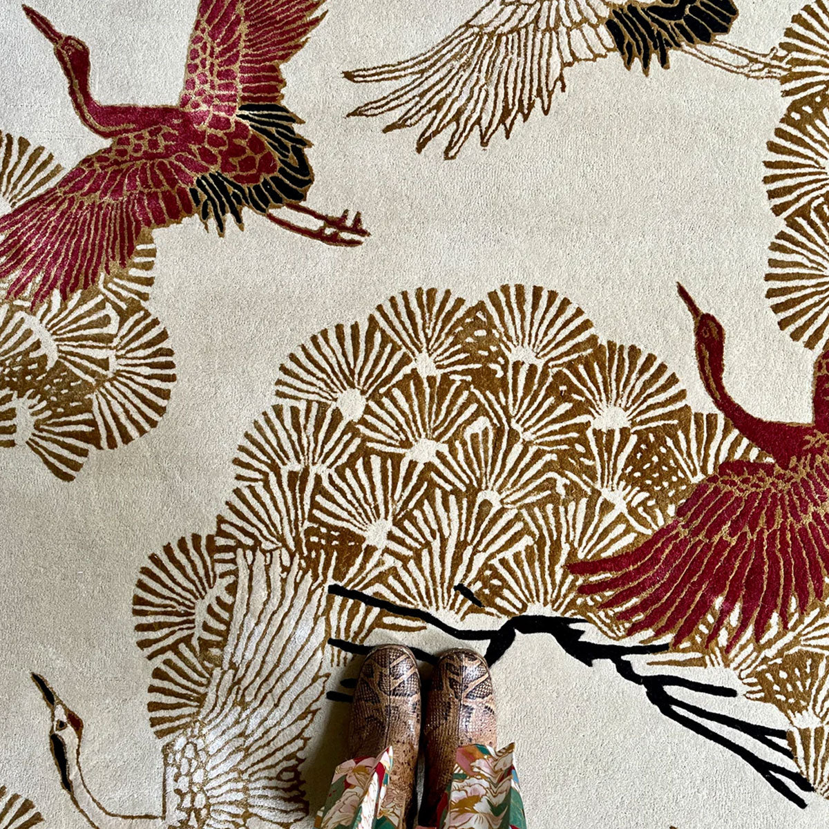 Cranes In Trees Hand Tufted Rug - Wendy Morrison Design