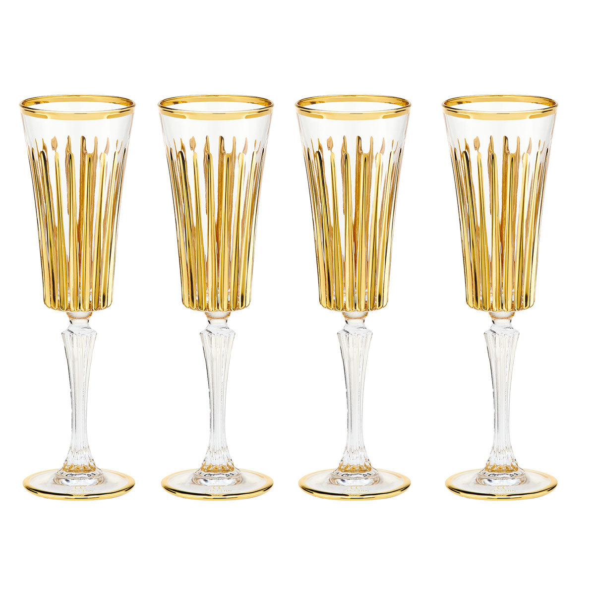 Gold Crystal Flute Glass Set of Four - Les Ottomans