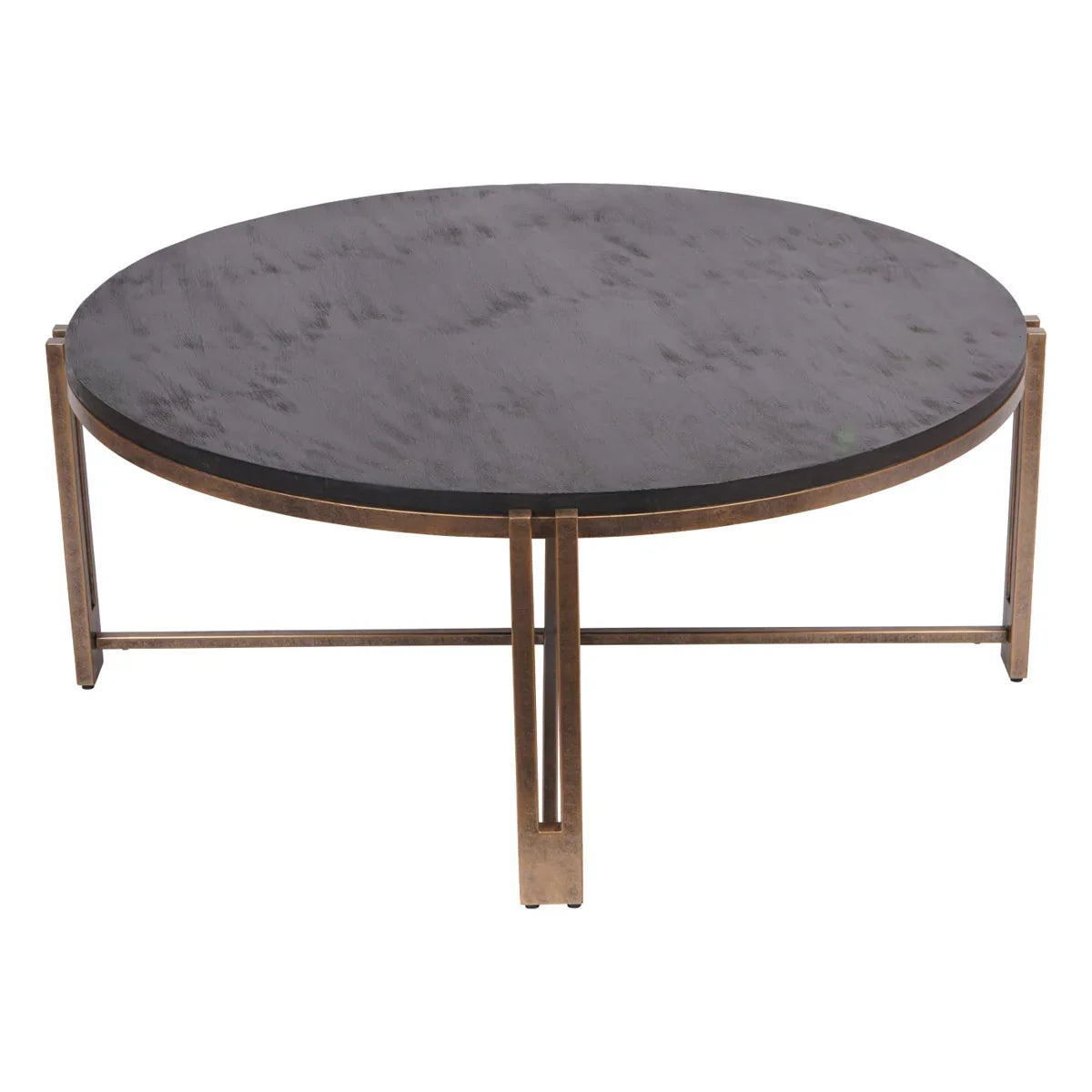 Dalston Black Sandblasted Wood and Champagne Frame Coffee Table - Courthouse Furniture