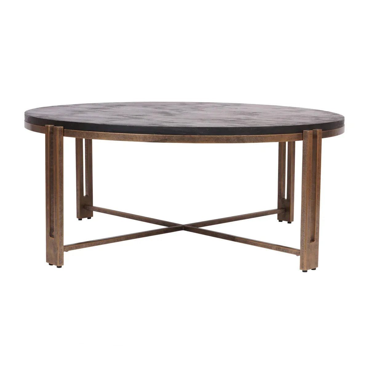 Dalston Black Sandblasted Wood and Champagne Frame Coffee Table - Courthouse Furniture