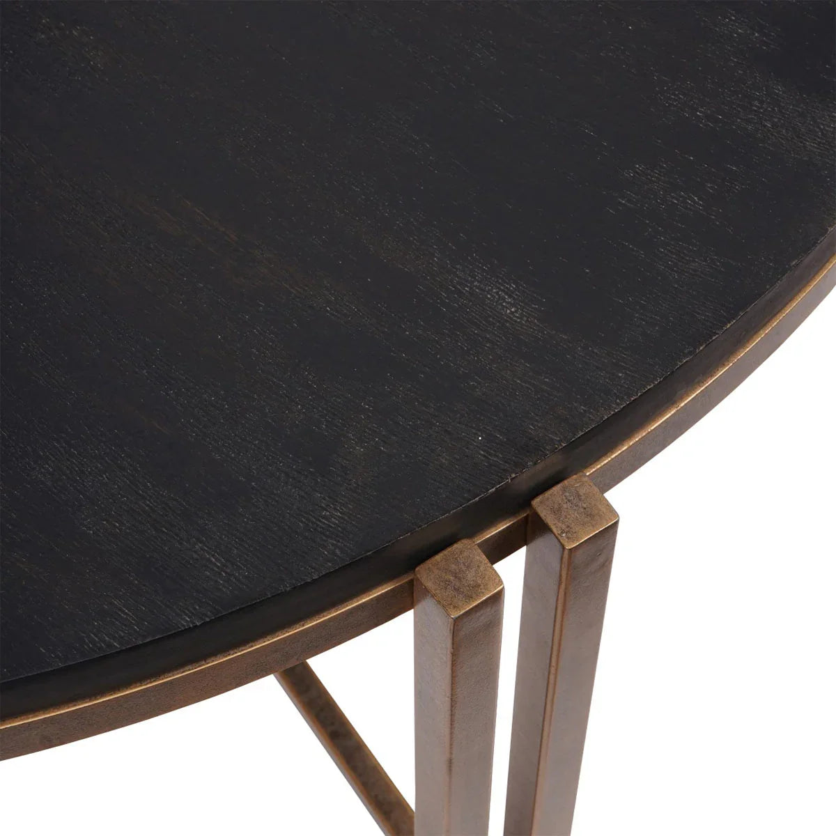 Dalston Black Sandblasted Wood and Champagne Frame Coffee Table - Courthouse Furniture