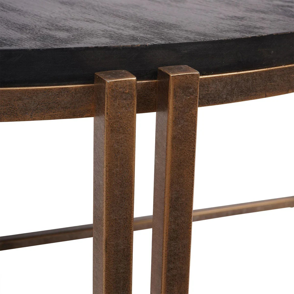 Dalston Black Sandblasted Wood and Champagne Frame Coffee Table - Courthouse Furniture