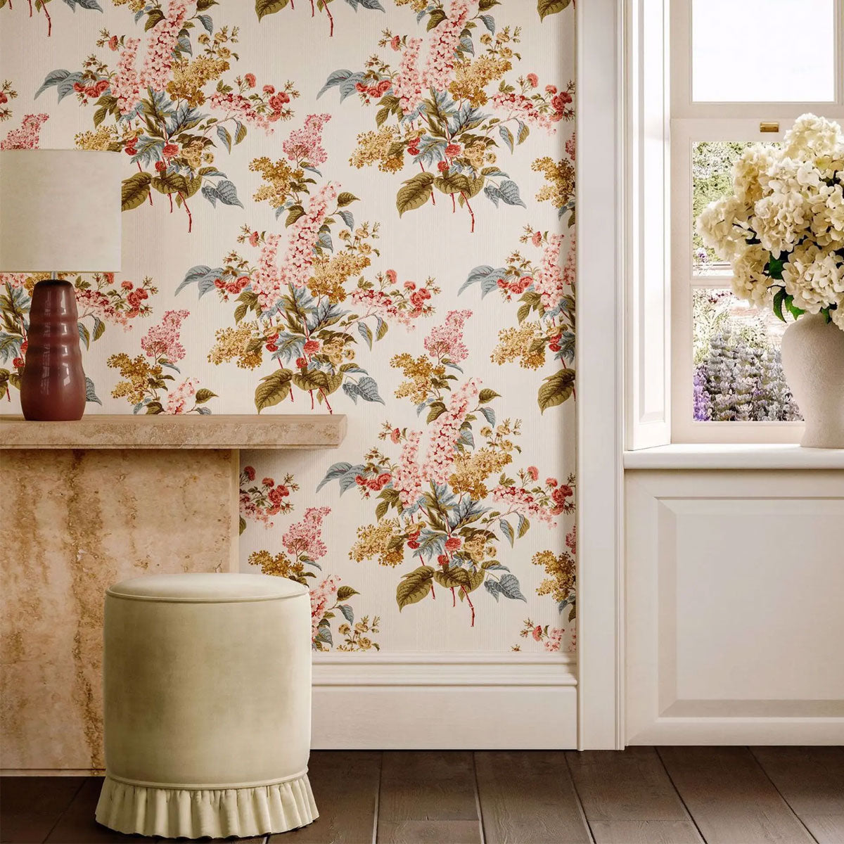 Delphiniums & Lilac Wallpaper - Sanderson