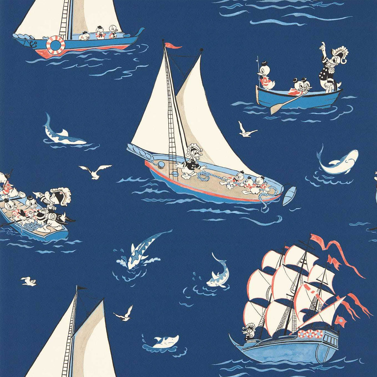 Sanderson X Disney &#39;Donald Nautical - Night Fishing&#39; Wallpaper