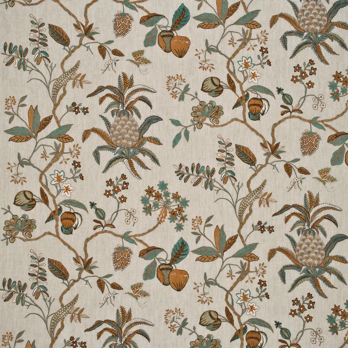 Exotic Pineapple Linen Fabric - GP&amp;J Baker
