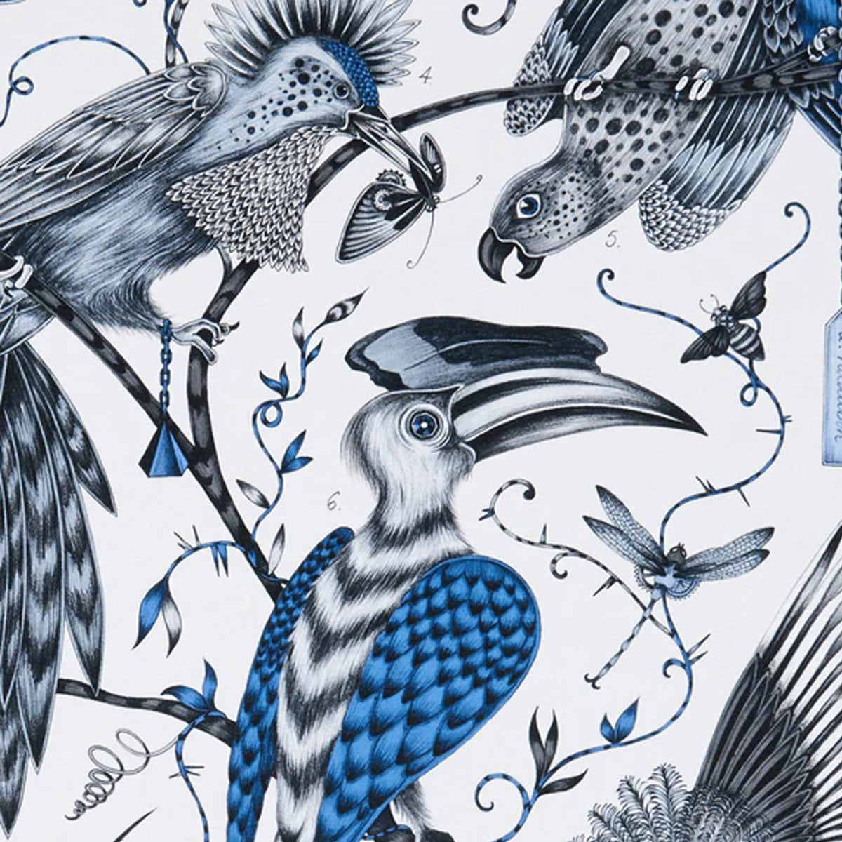Clarke &amp; Clarke X Emma Shipley &#39;Audubon - Blue&#39; Fabric
