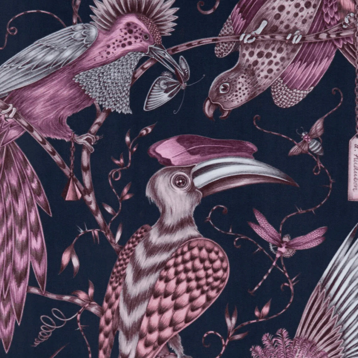 Clarke &amp; Clarke X Emma Shipley &#39;Audubon Velvet - Pink&#39; Fabric