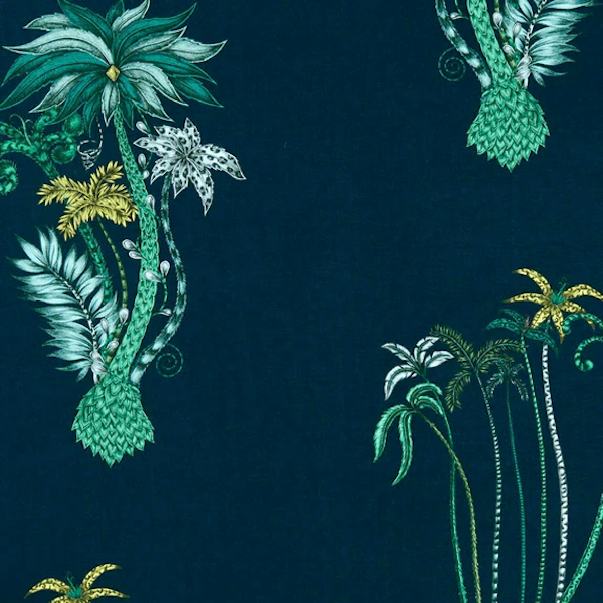 Clarke &amp; Clarke X Emma Shipley &#39;Jungle Palms - Navy&#39; Fabric