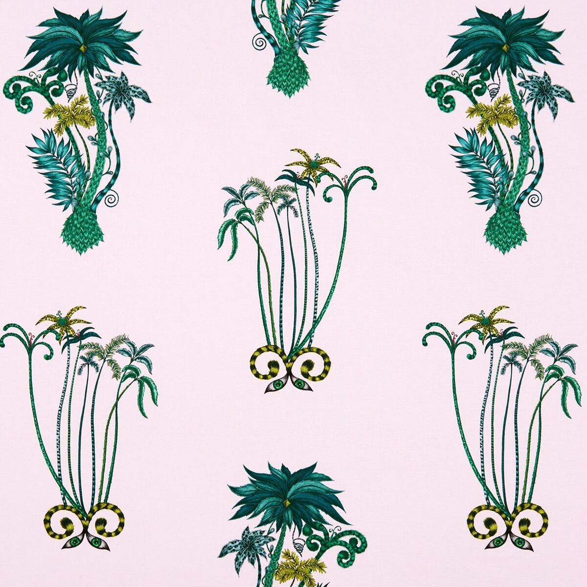 Clarke &amp; Clarke X Emma Shipley &#39;Jungle Palms - Pink&#39; Fabric