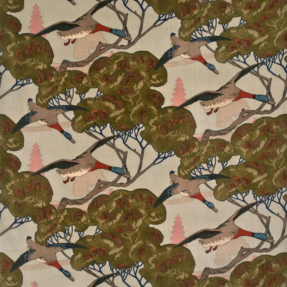 Mulberry Home Flying Ducks Velvet Fabric