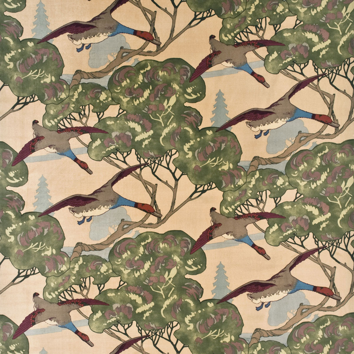 Mulberry Home Flying Ducks Velvet Fabric