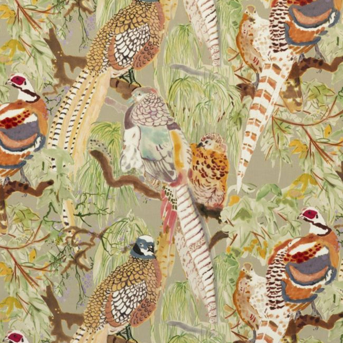 Mulberry Home Game Birds Velvet Fabric