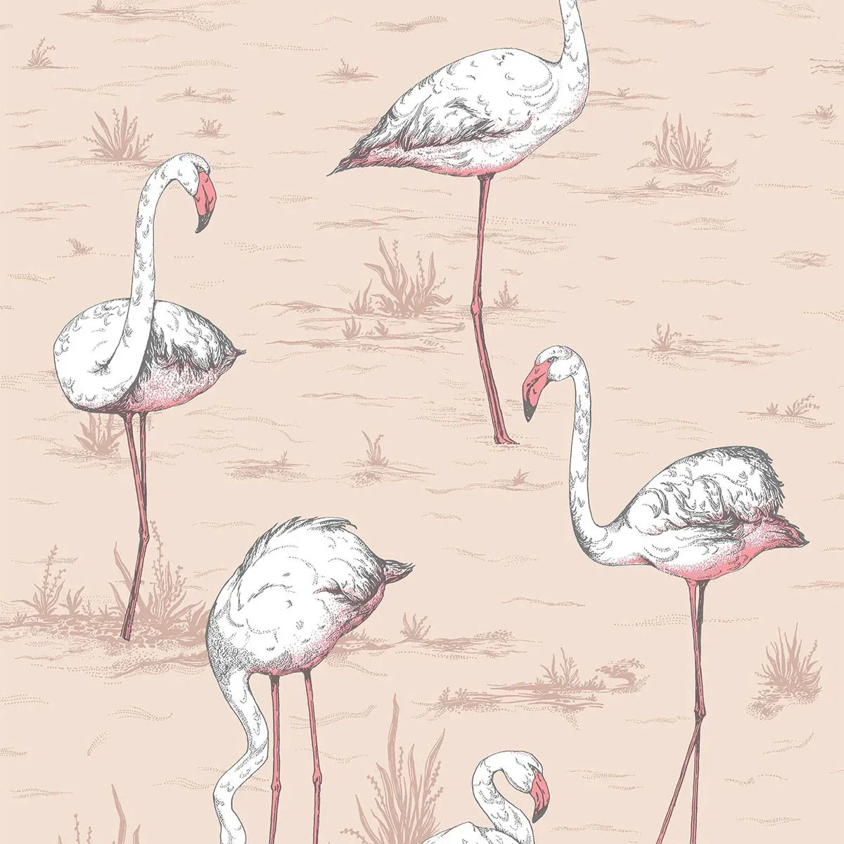 Flamingos Icons Wallpaper - Cole & Son