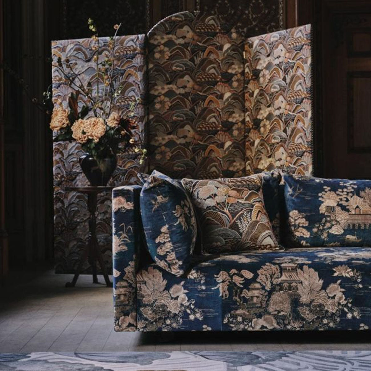 Floating Pavilion Velvet Fabric - Liberty