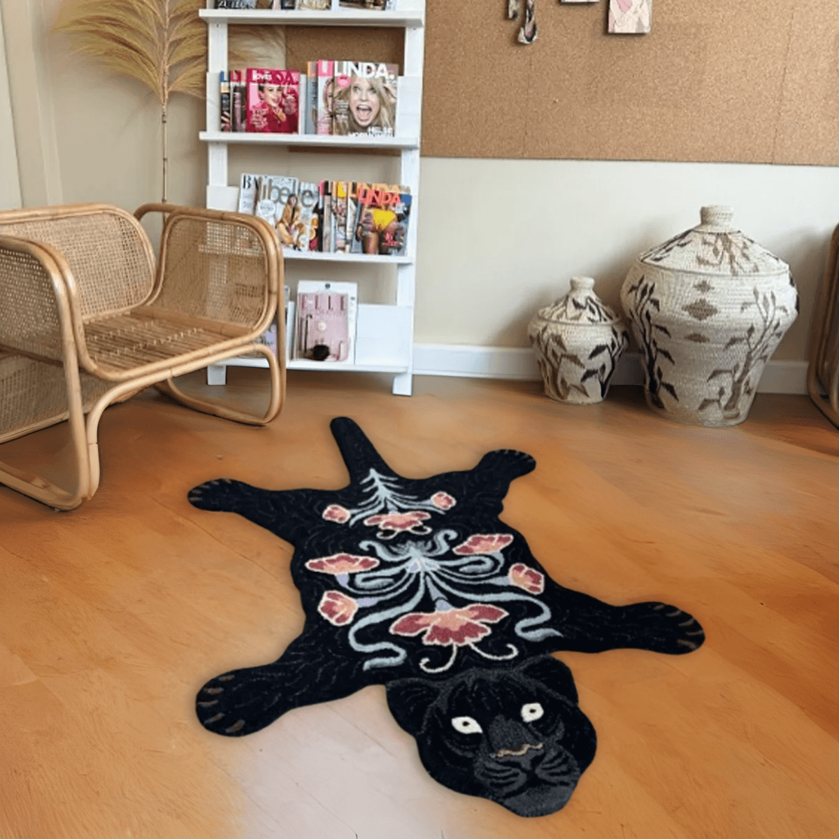 Flower Black Panther Rug - Courthouse Interiors X Doing Goods Exclusive