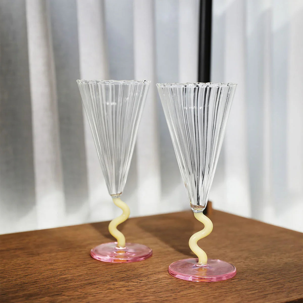 Flute Curve Caramel Set Of 2 - &Klevering