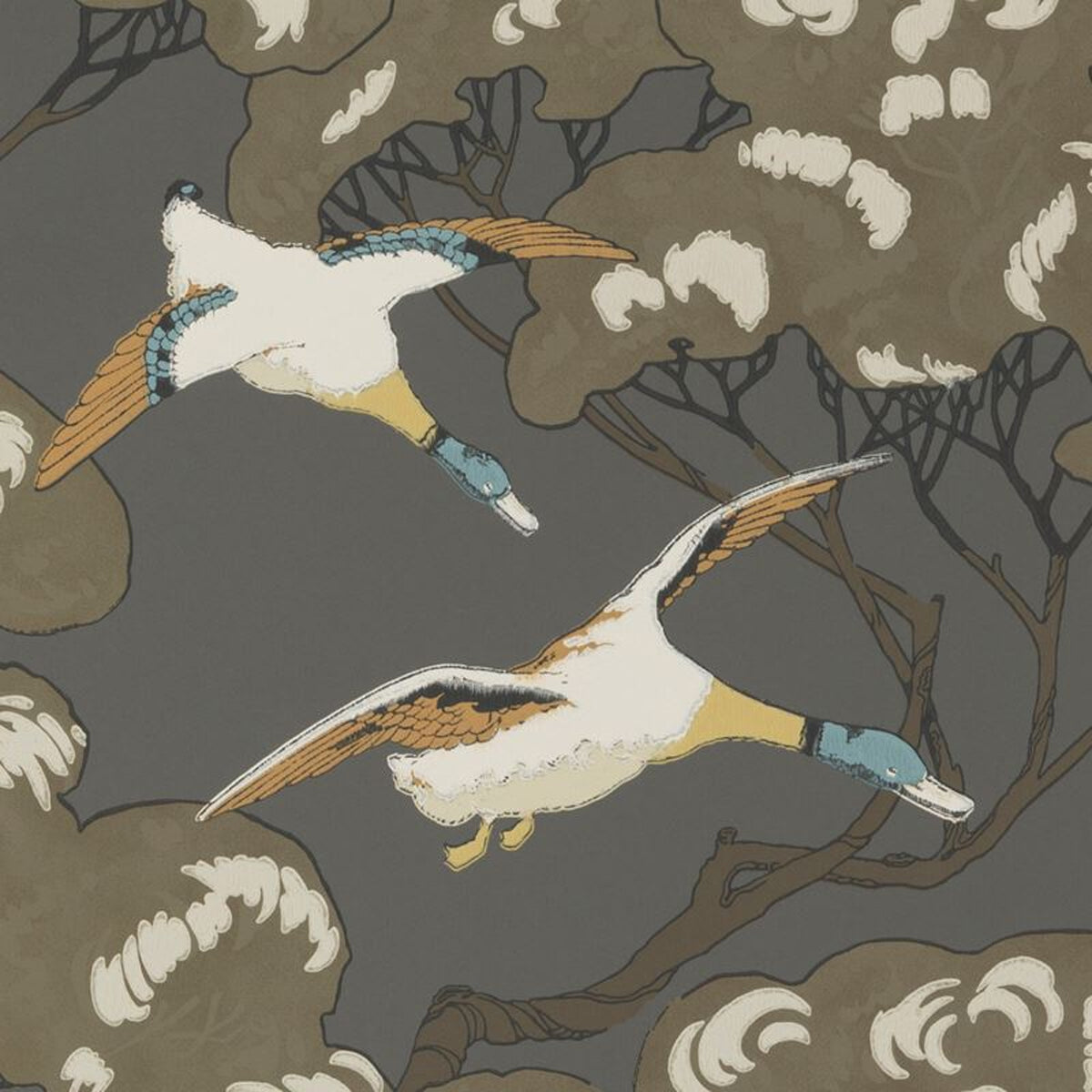 Mulberry Home &#39;Flying Ducks - Charcoal&#39; Wallpaper