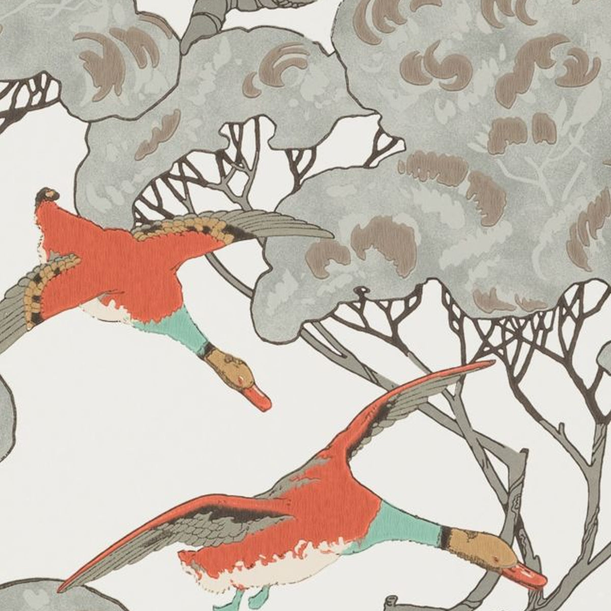Mulberry Home &#39;Flying Ducks - Coral/Clay&#39; Wallpaper