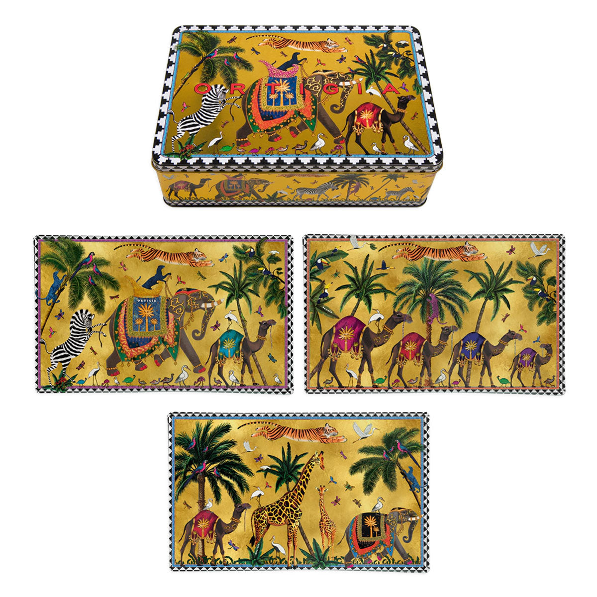 Flying Tiger Tin & 3 Glass Plates Gift Set - Ortigia