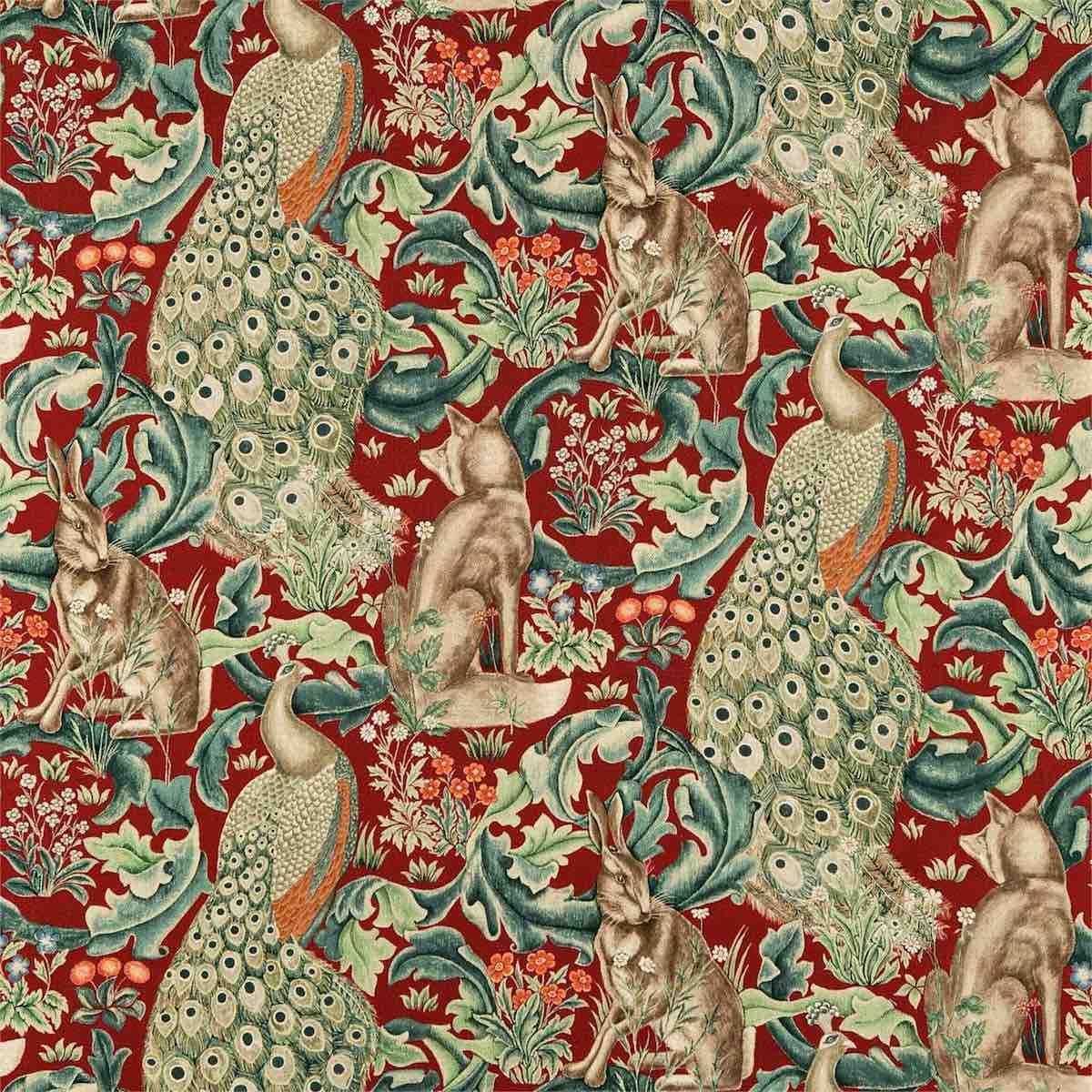 Morris &amp; Co &#39;Forest - Red&#39; Fabric