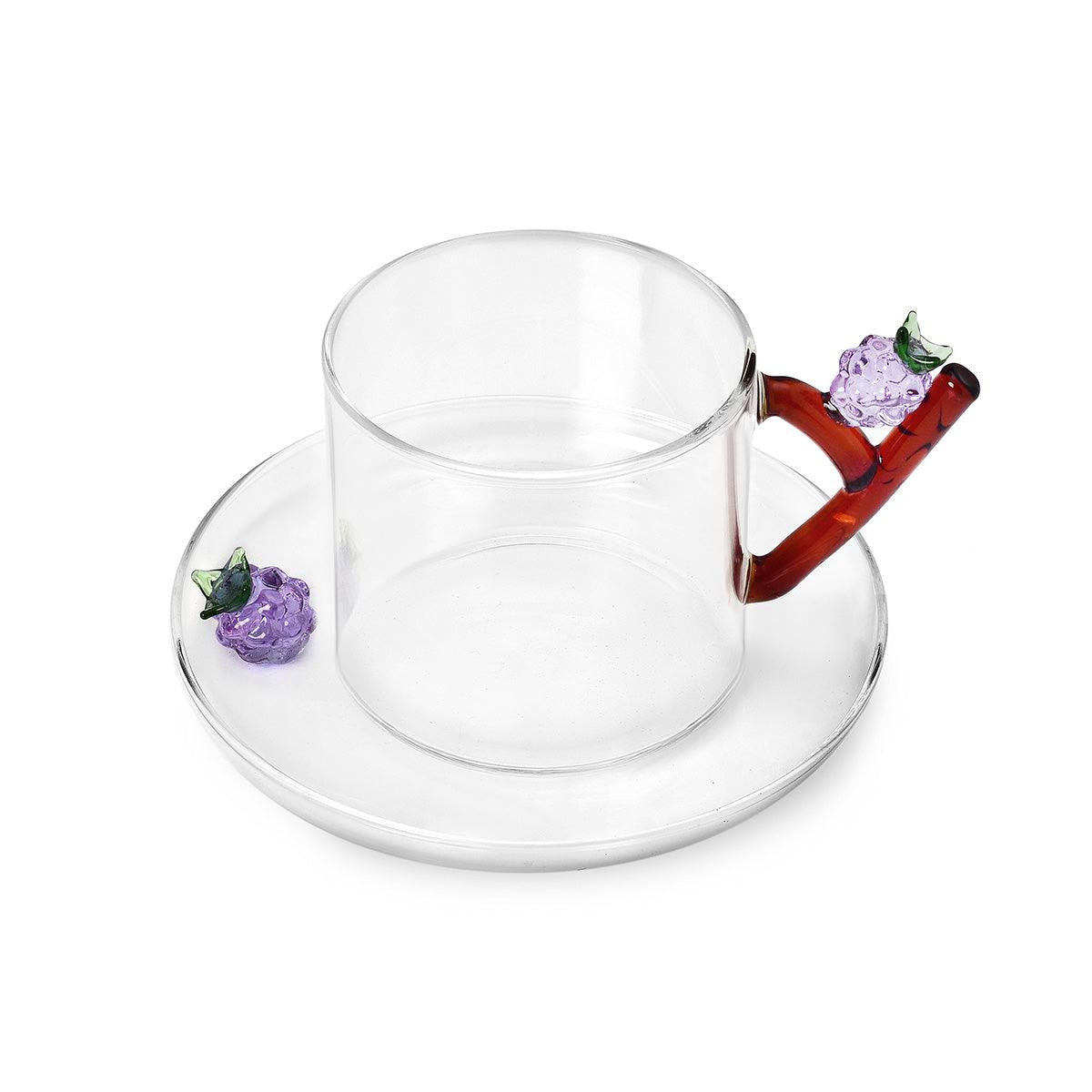 Fruit &amp; Flowers Glass Teacup &amp; Saucer - Ichendorf