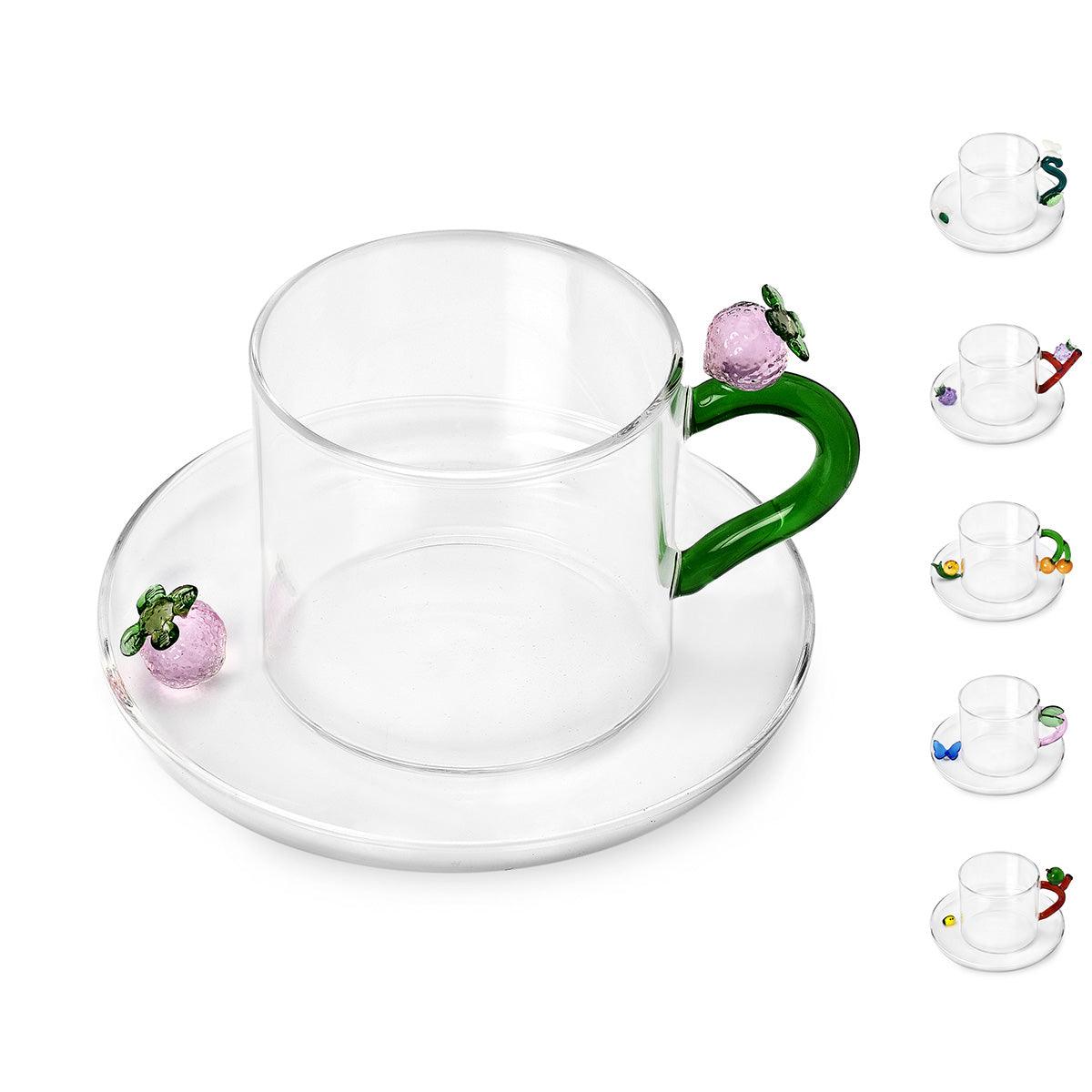 Fruit &amp; Flowers Glass Teacup &amp; Saucer - Ichendorf