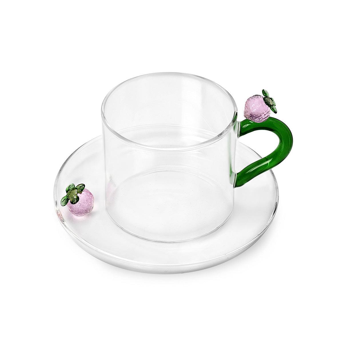 Fruit &amp; Flowers Glass Teacup &amp; Saucer - Ichendorf