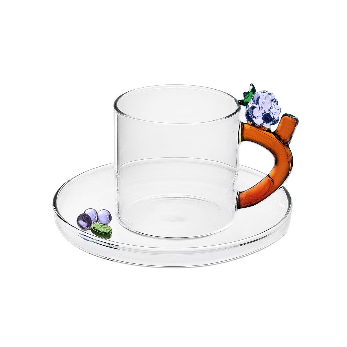 Fruit &amp; Flowers Glass Coffee Cup &amp; Saucer - Ichendorf