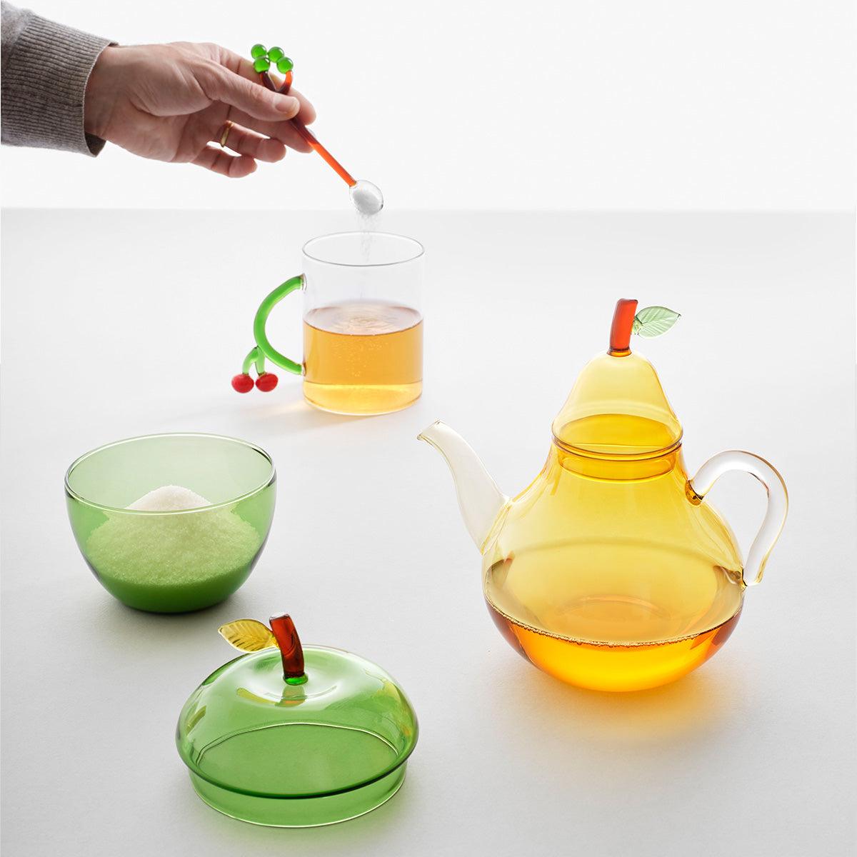 Fruit &amp; Flowers Glass Teapot - Ichendorf