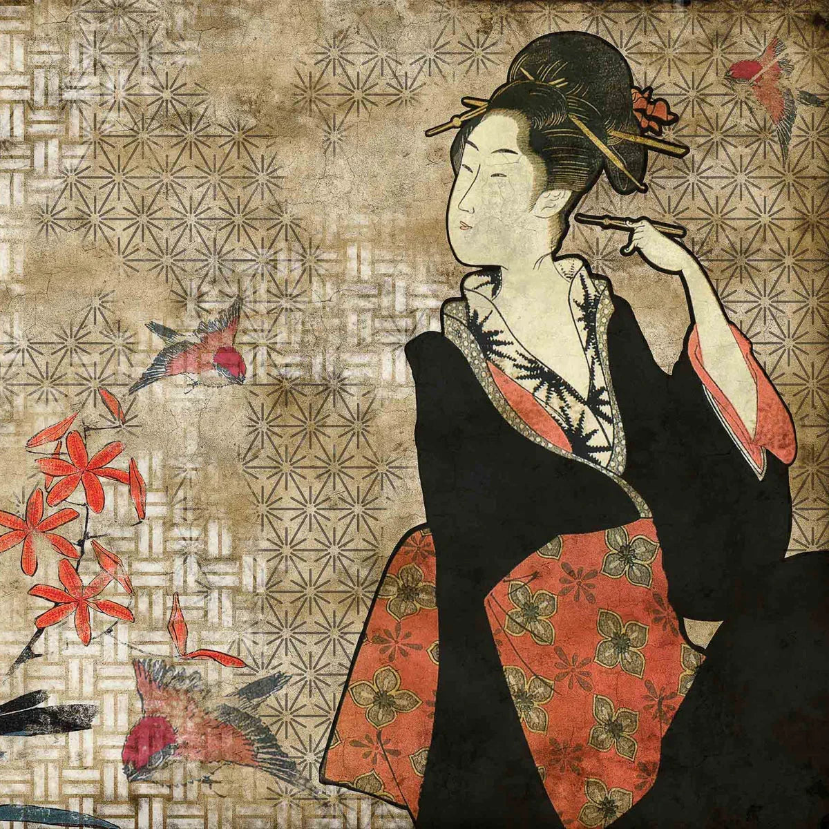 Geisha Graffiti Mural Wallpaper - Coordonne