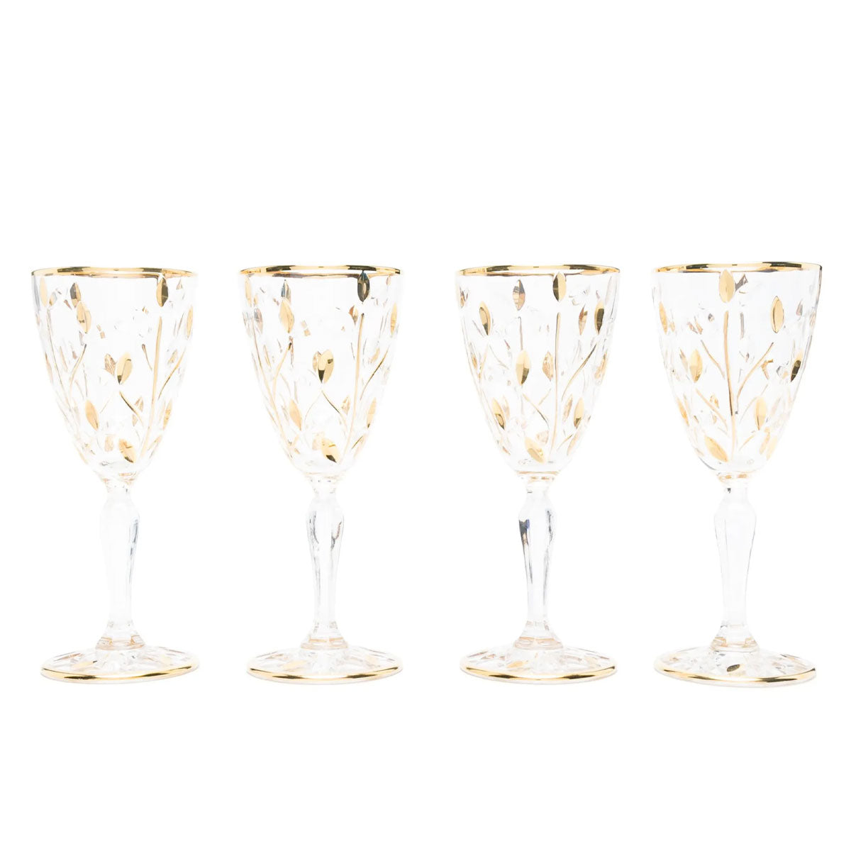 Gold Crystal Wine Goblets Set of Four - Les Ottomans