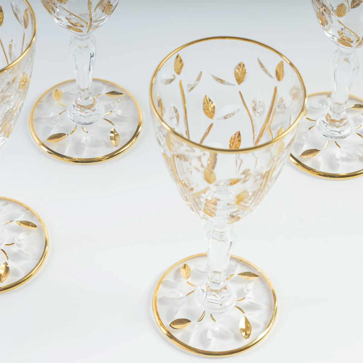 Gold Crystal Wine Goblets Set of Four - Les Ottomans