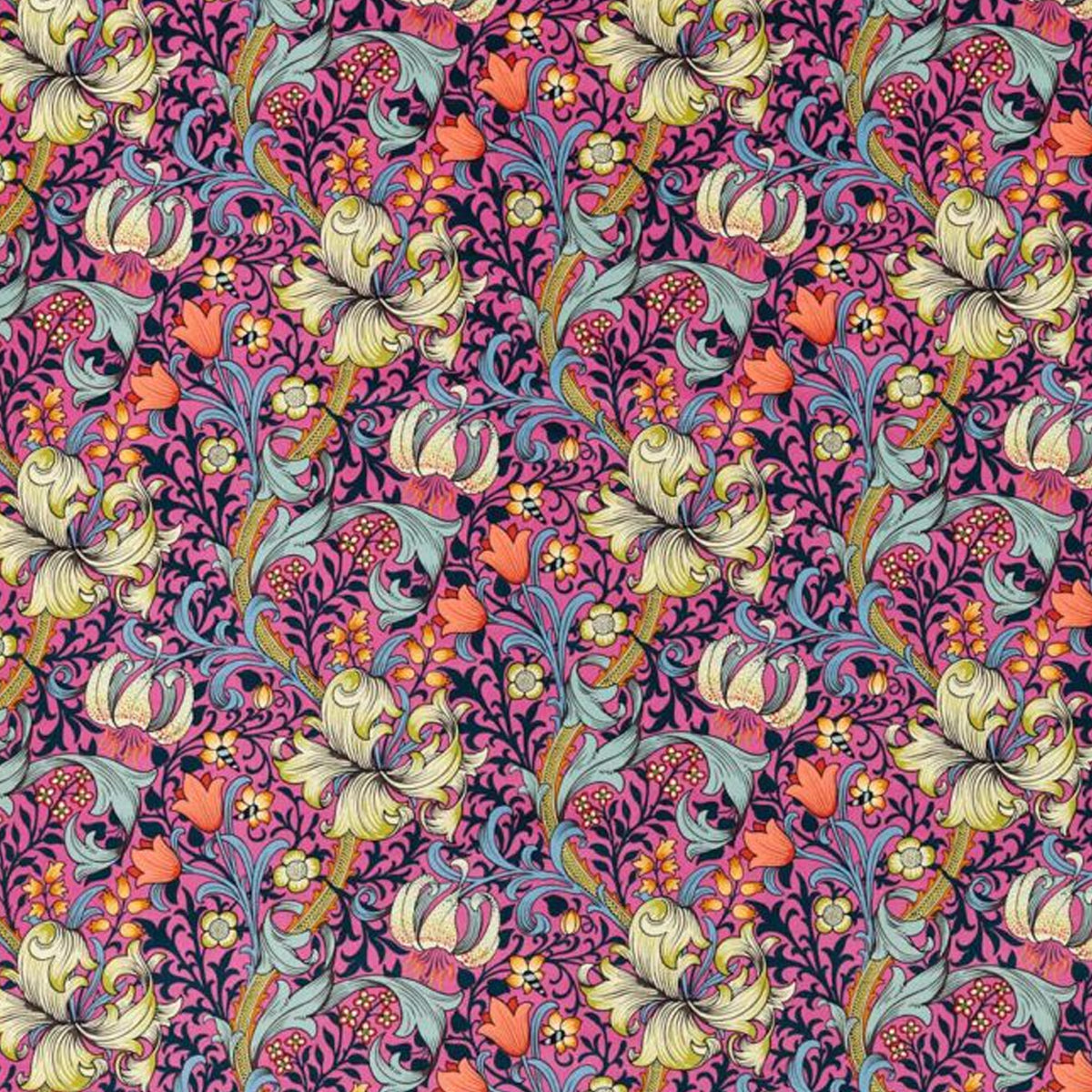Morris &amp; Co &#39;Golden Lily - Serotonin Pink&#39; Fabric