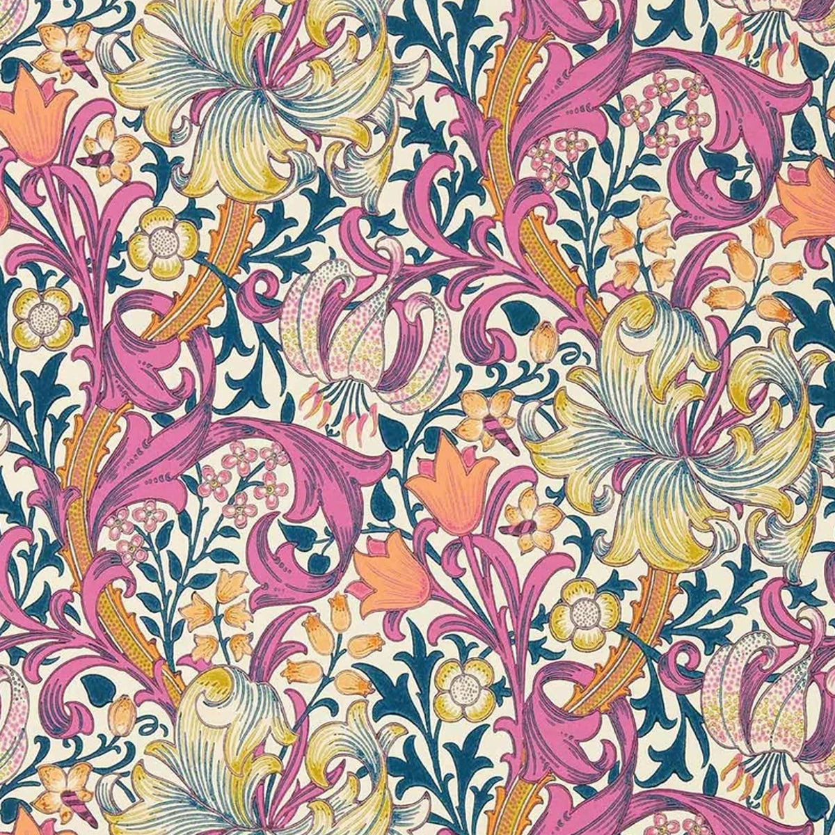 Archive by Sanderson &#39;Golden Lily - Pink Fizz&#39; Wallpaper
