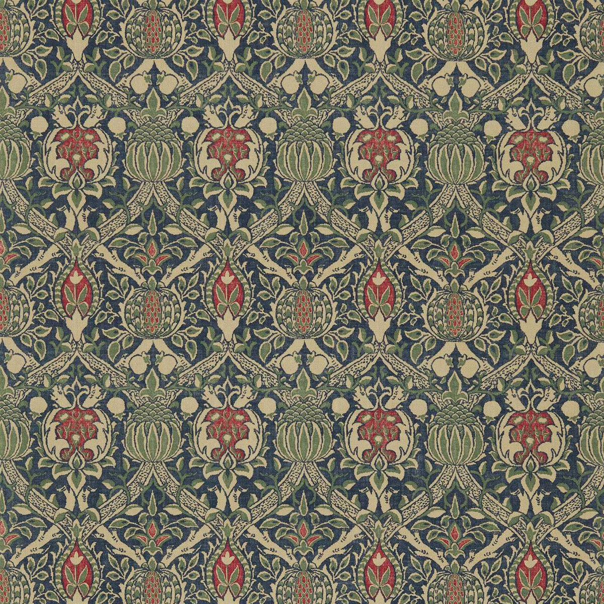 Morris &amp; Co &#39;Granada - Indigo/Red&#39; Fabric